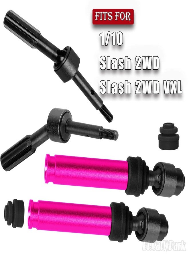 BRCatWPark Drive Shaft Axles Upgrades Part for 1/10 Slash 2WD (VXL),RC Steel #45 2Pcs Driveshafts CVD w/Hex Hops Up,Pink - Image 2